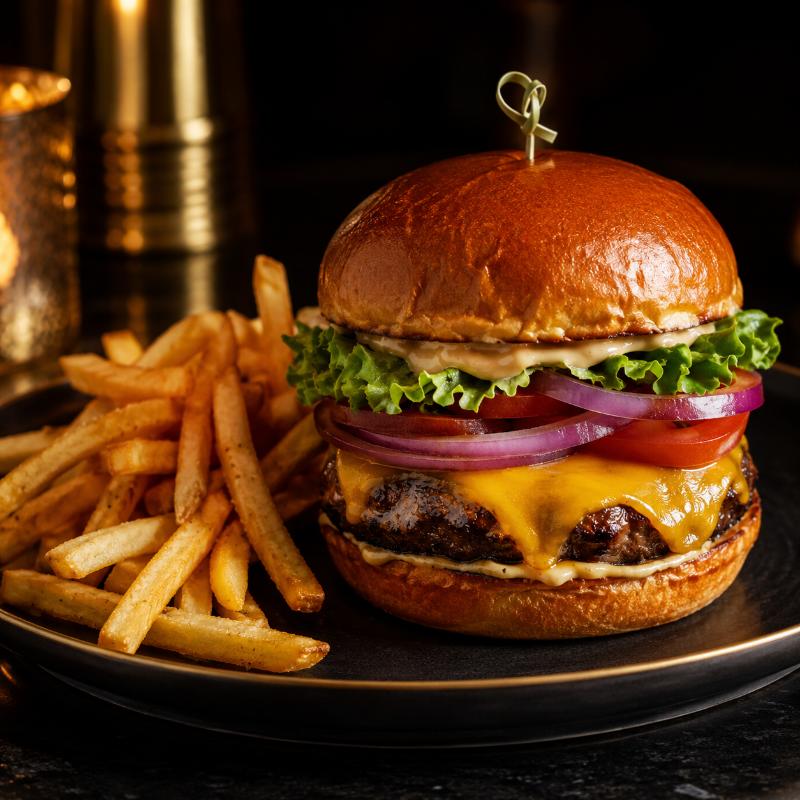 Burger and fries
