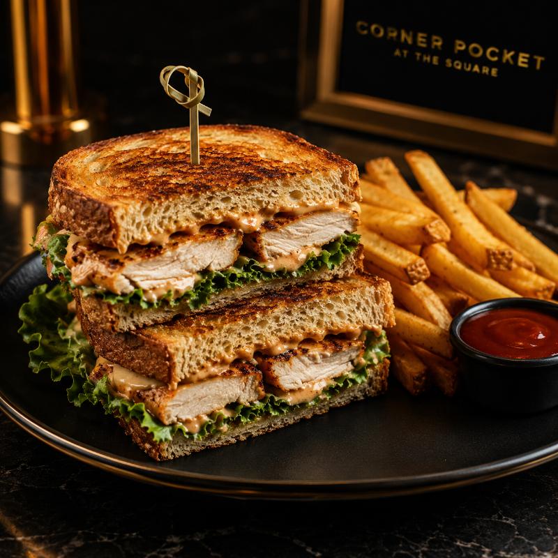 Grilled sandwich and fries